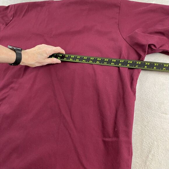Landau Unisex Scrub Top 4XL Burgundy Button-Front With Pockets - Picture 8 of 9
